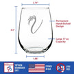 Monogram Floral Letter V - Stemless Wine Glass - Personalized Gifts for Women and Men - Large Engraved 17 Oz Glasses