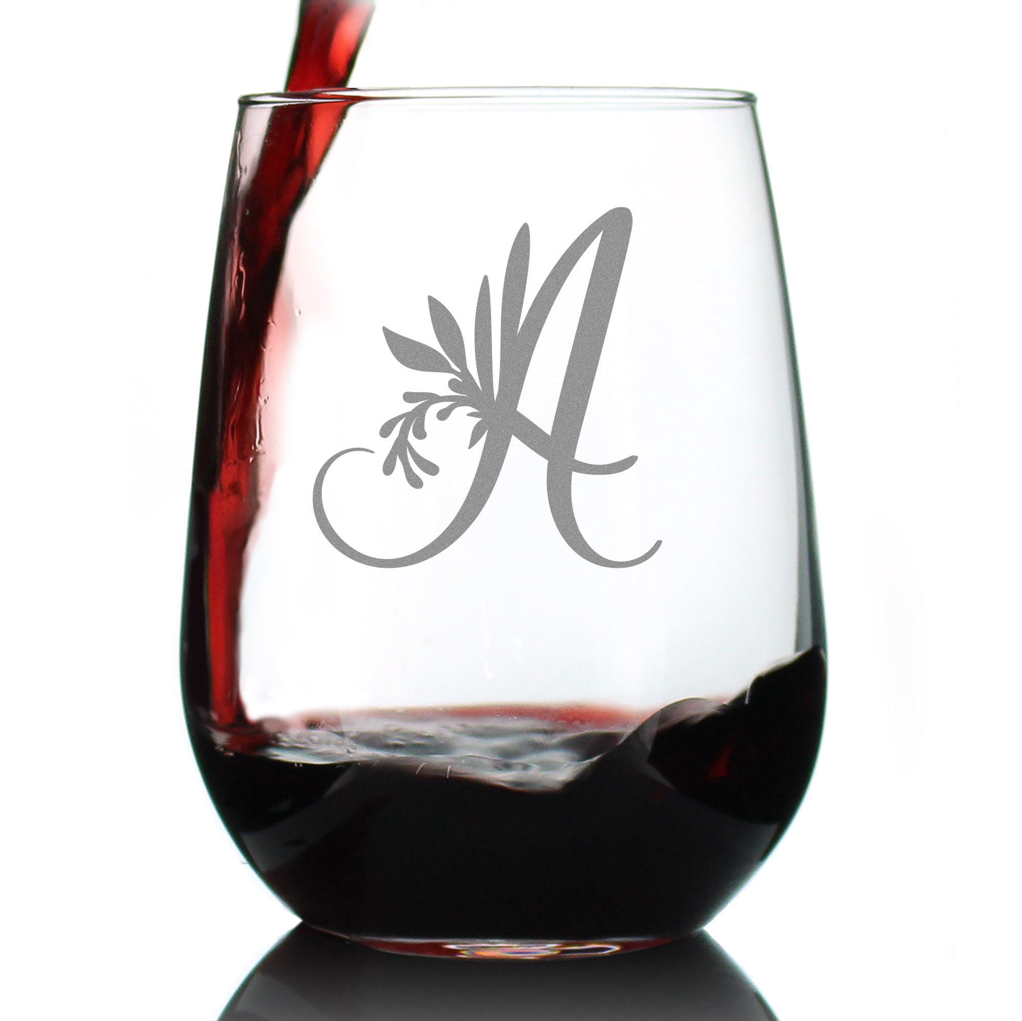 on The Rox Drinks Monogrammed Gifts for Women and Men - Letter A-Z Initial Engraved Monogram Stemless Wine Glass - 17 oz Personalized Wine Gifts for