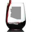 Arizona State Outline Stemless Wine Glass - State Themed Drinking Decor and Gifts for Arizonan Women & Men - Large 17 Oz Glasses