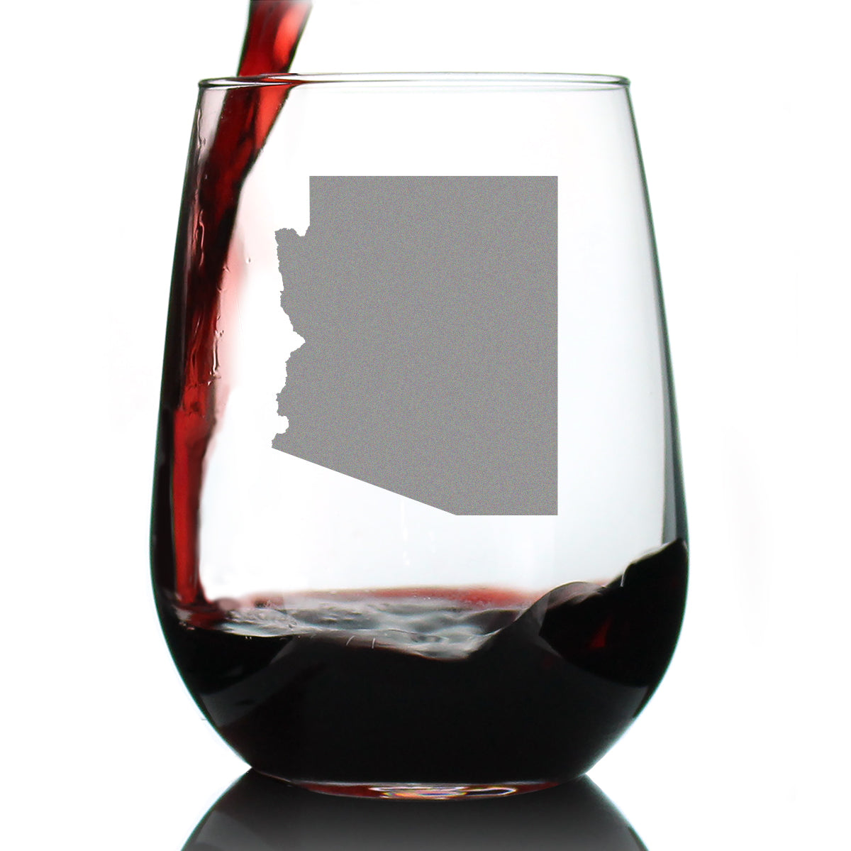 Arizona State Outline Stemless Wine Glass - State Themed Drinking Decor and Gifts for Arizonan Women &amp; Men - Large 17 Oz Glasses