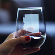 Arizona State Outline Stemless Wine Glass - State Themed Drinking Decor and Gifts for Arizonan Women & Men - Large 17 Oz Glasses