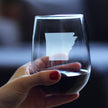 Arkansas State Outline Stemless Wine Glass - State Themed Drinking Decor and Gifts for Arkansans & Arkansawyer Women & Men - Large 17 Oz Glasses