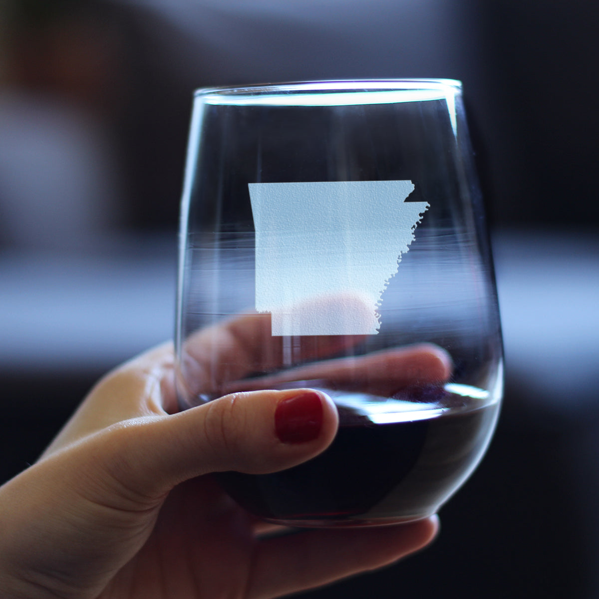 Arkansas State Outline Stemless Wine Glass - State Themed Drinking Decor and Gifts for Arkansans &amp; Arkansawyer Women &amp; Men - Large 17 Oz Glasses