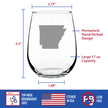 Arkansas State Outline Stemless Wine Glass - State Themed Drinking Decor and Gifts for Arkansans & Arkansawyer Women & Men - Large 17 Oz Glasses