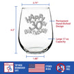Happy 30th Birthday Balloons - Stemless Wine Glass Gifts for Women & Men Turning 30 - Bday Party Decor - Large Glasses 17 Oz