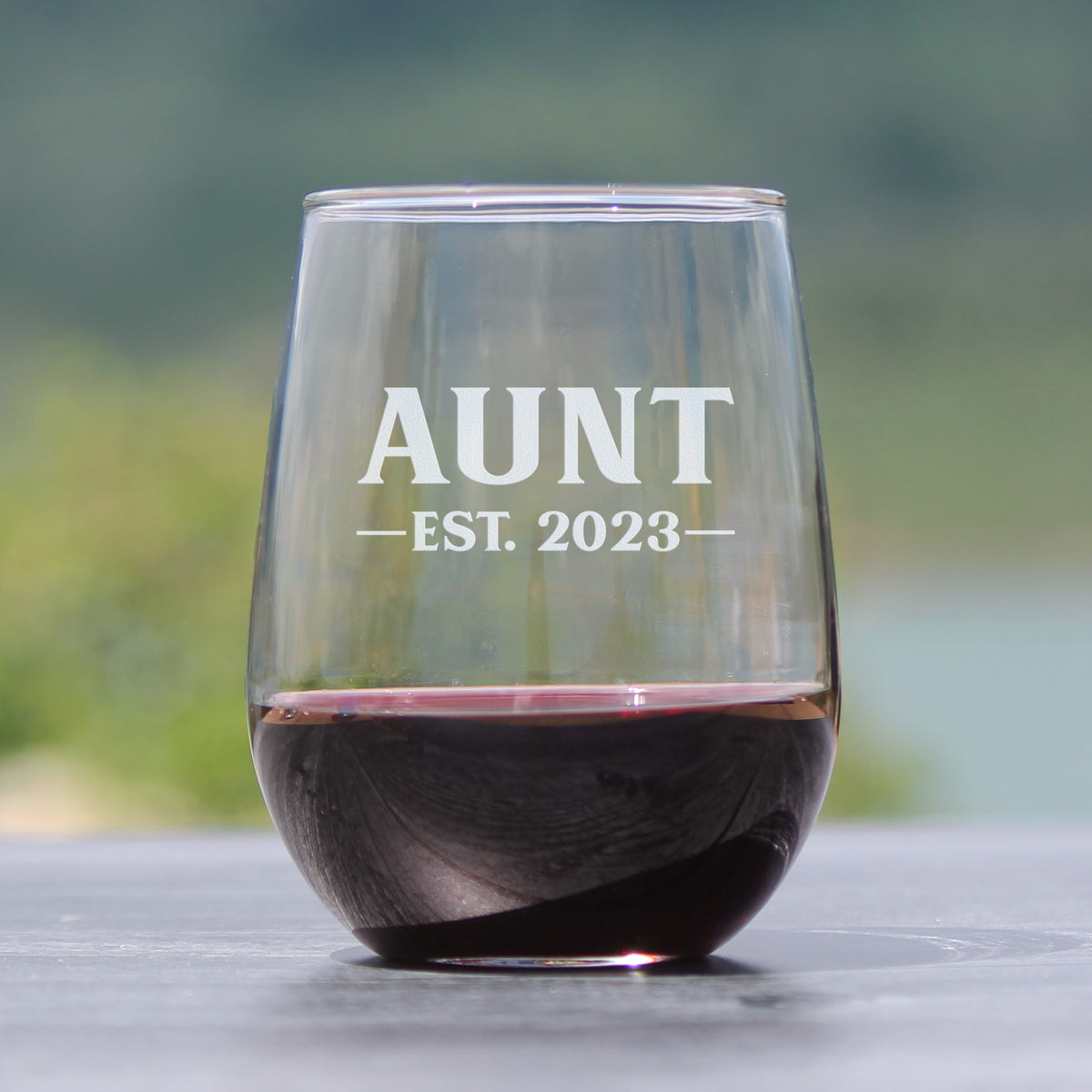 Aunt Est. 2023 - Bold - 17 Ounce Stemless Wine Glass