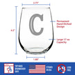 Monogram Bold Letter C - Stemless Wine Glass - Personalized Gifts for Women and Men - Large Engraved Glasses