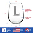 Monogram Bold Letter L - Stemless Wine Glass - Personalized Gifts for Women and Men - Large Engraved Glasses