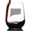 Connecticut State Outline Stemless Wine Glass - State Themed Drinking Decor and Gifts for Connecticuters and Nutmegger Women & Men - Large 17 Oz Glasses