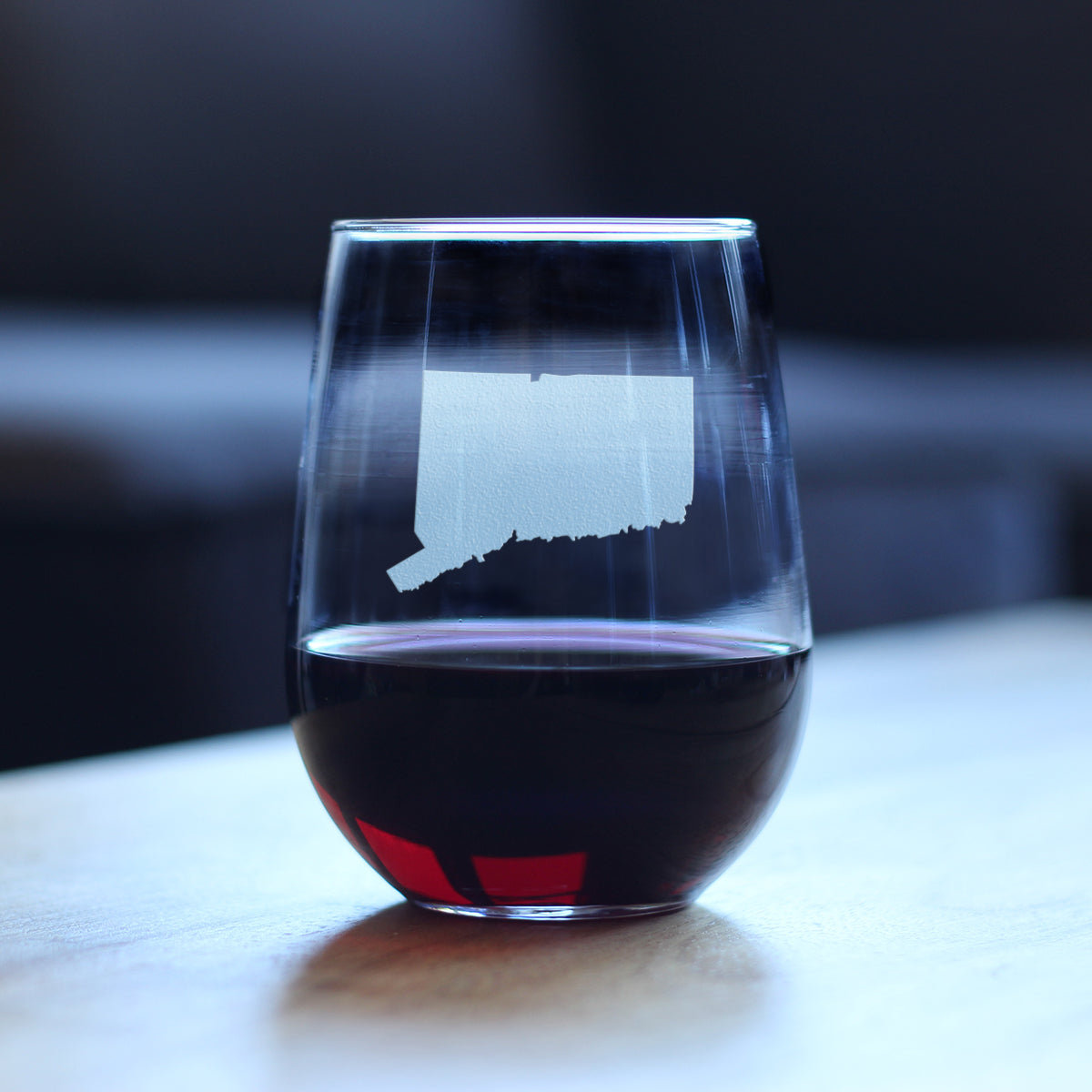 Connecticut State Outline Stemless Wine Glass - State Themed Drinking Decor and Gifts for Connecticuters and Nutmegger Women &amp; Men - Large 17 Oz Glasses