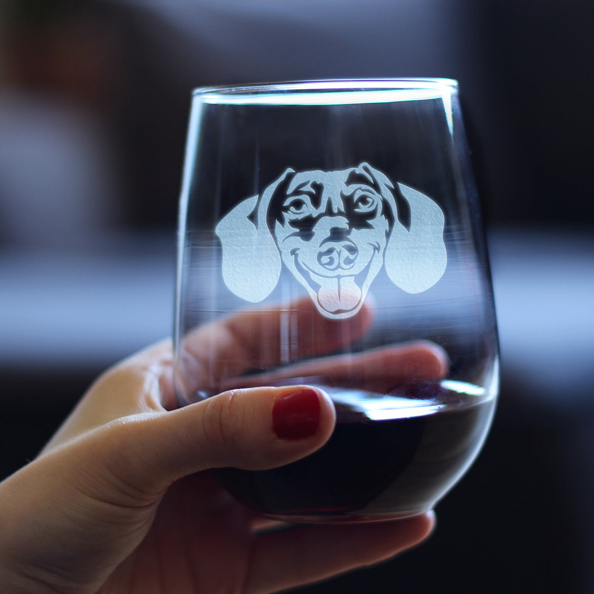 Dachshund Face Stemless Wine Glass - Cute Dog Themed Decor and Gifts for Moms &amp; Dads of Dachshunds - Large 17 Oz