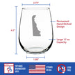 Delaware State Outline Stemless Wine Glass - State Themed Drinking Decor and Gifts for Delawarean Women & Men - Large 17 Oz Glasses