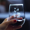 Duck Pond Stemless Wine Glass - Cabin Themed Gifts or Rustic Decor for Women and Men - Engraved Silhouette - Large