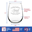 Aunt Est 2021 - New Aunties Stemless Wine Glass Gift for First Time Aunts - Decorative 17 Oz Large Glasses