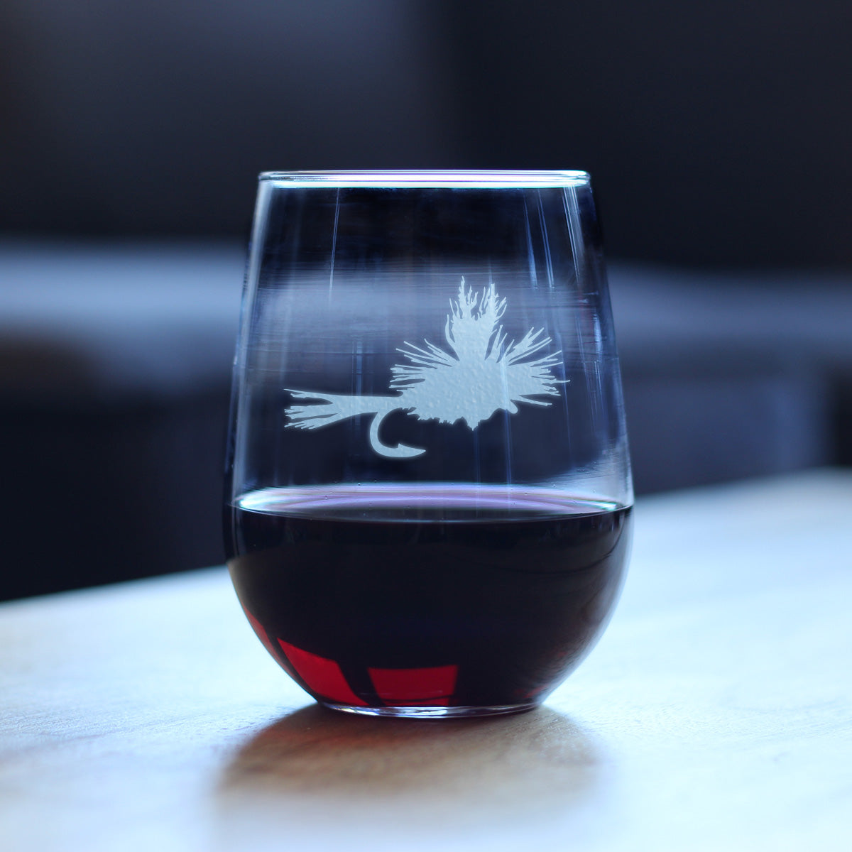 Fly Fishing Stemless Wine Glass - Unique Flyfishing Themed Gifts for Fishermen - Large 17 Oz Glasses