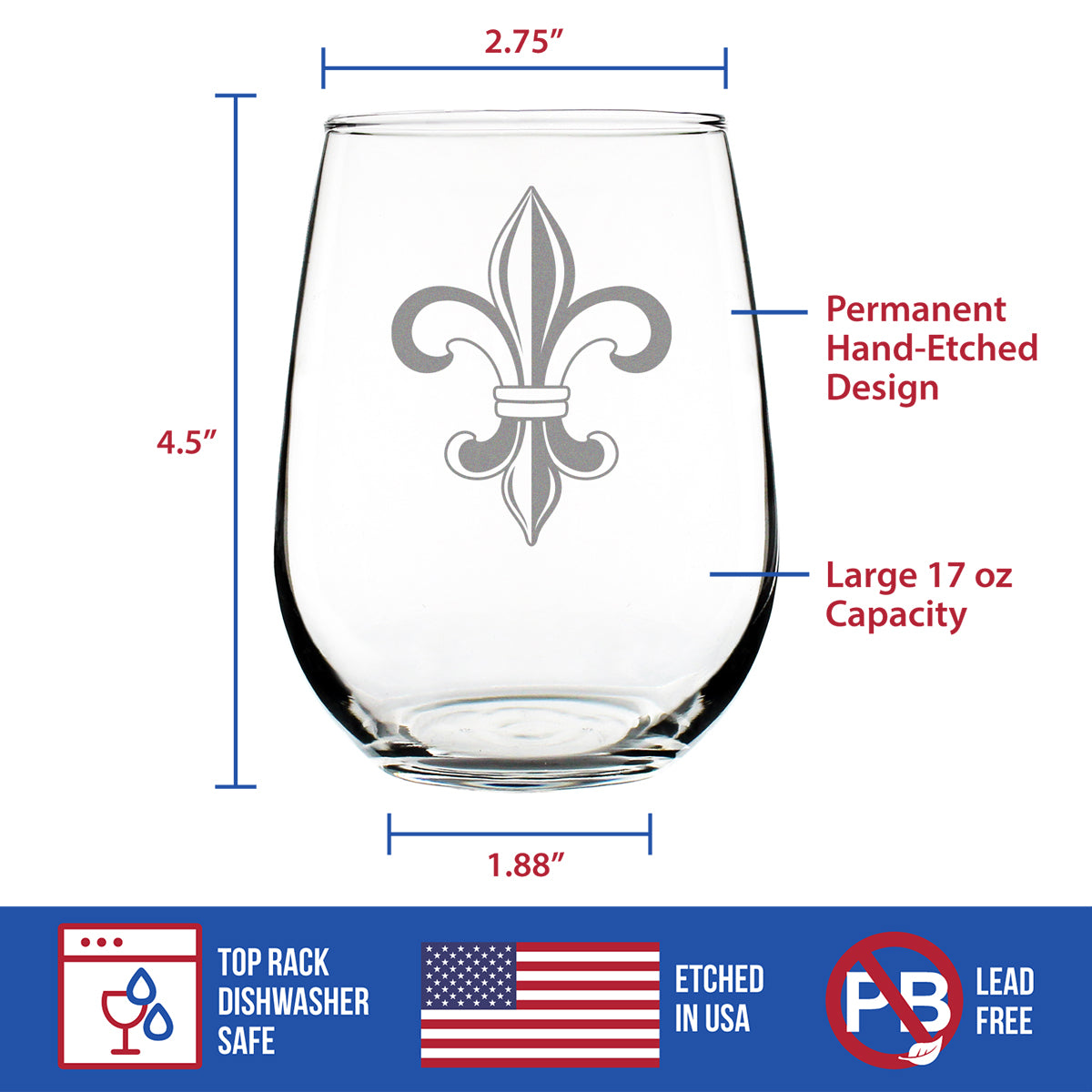 Fleur de Lis Design Wine Glasses