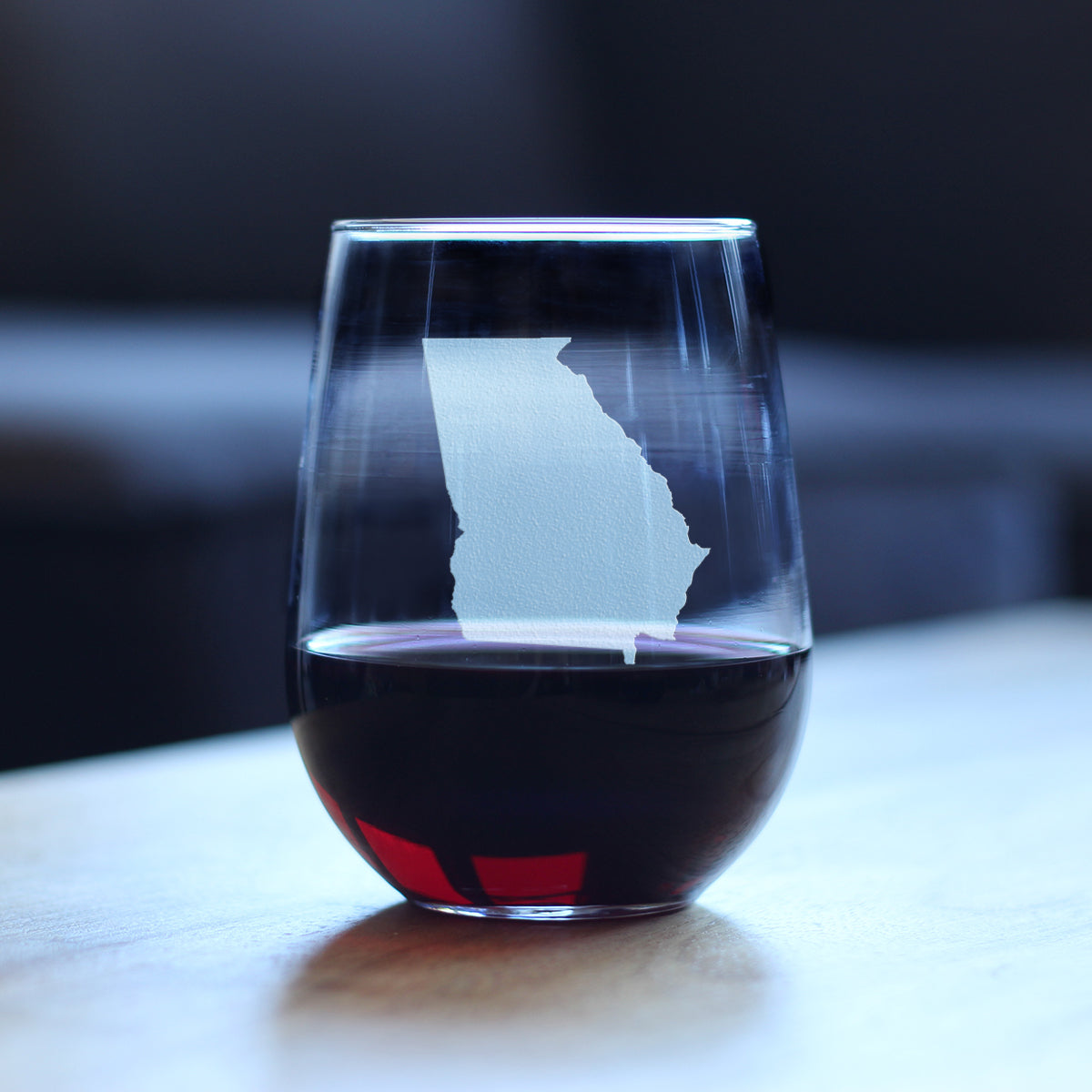 Georgia State Outline Stemless Wine Glass - State Themed Drinking Decor and Gifts for Georgian Women &amp; Men - Large 17 Oz Glasses