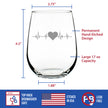 Heartbeat Symbol – Cute Stemless Wine Glass - Nurse, RN, Doctor, Healthcare Themed Gifts for Women and Men - Large 17 oz