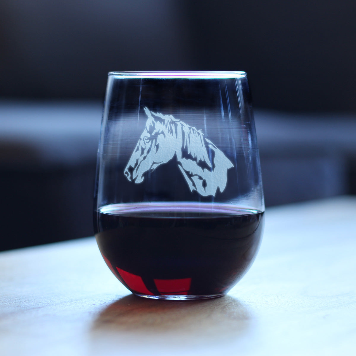 Horse Face Stemless Wine Glass - Western Themed Farm Decor and Gifts for Horseback Riders - Large 17 Oz Glasses