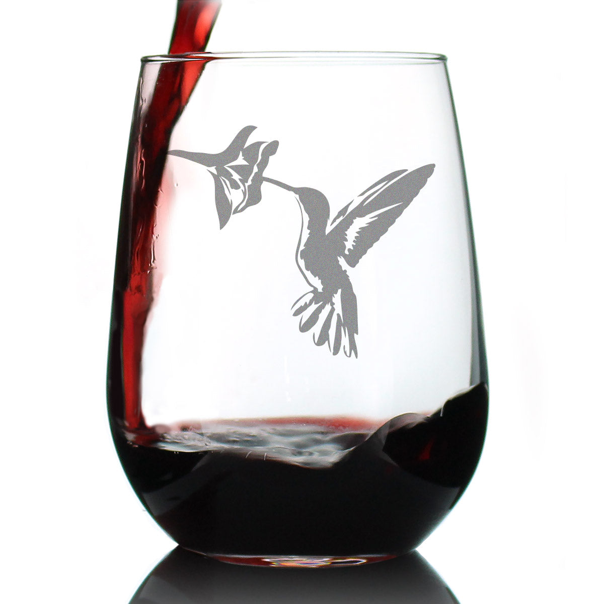 Hummingbird - Stemless Wine Glass - Bird Themed Gifts and Decor for Men &amp; Women - Large 17 oz Glasses