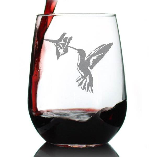hummingbird wine glasses Hummingbird - Stemless Wine Glass - Bird Themed Gifts and Decor for Men & Women - Large 17 oz Glasses