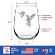 Hummingbird - Stemless Wine Glass - Bird Themed Gifts and Decor for Men & Women - Large 17 oz Glasses