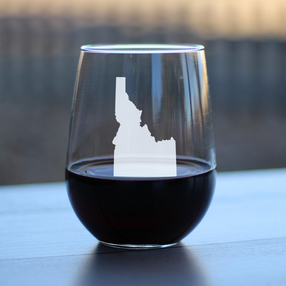 Idaho State Outline Stemless Wine Glass - State Themed Drinking Decor and Gifts for Idahoan Women &amp; Men - Large 17 Oz Glasses