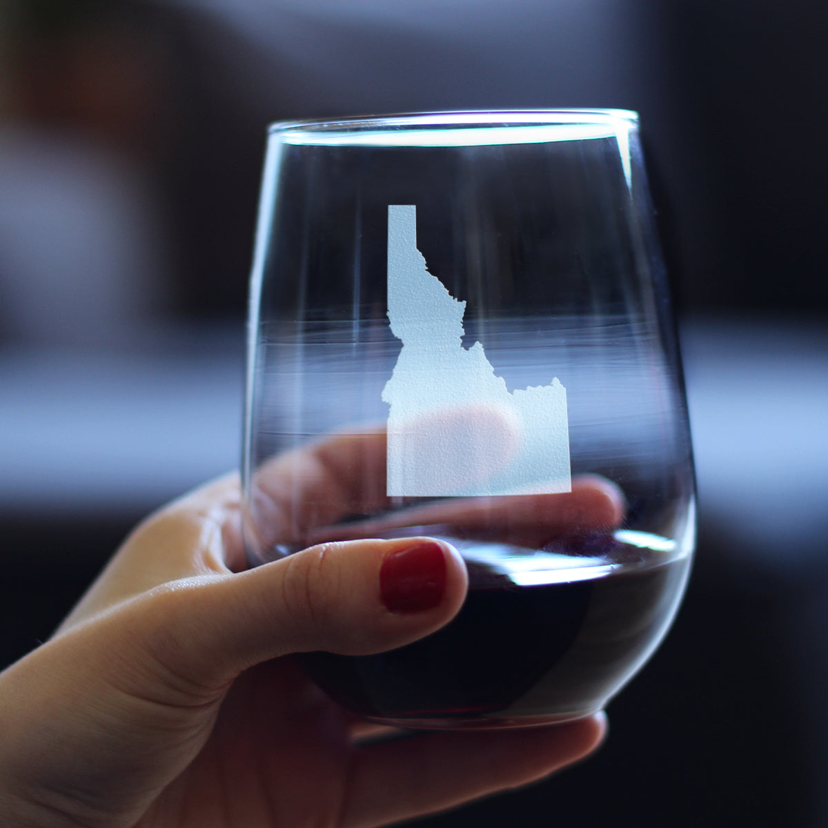 Idaho State Outline Stemless Wine Glass - State Themed Drinking Decor and Gifts for Idahoan Women &amp; Men - Large 17 Oz Glasses