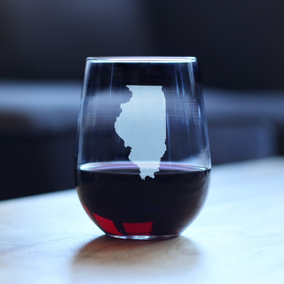 Illinois State Outline Stemless Wine Glass - State Themed Drinking Decor and Gifts for Illinoisan Women &amp; Men - Large 17 Oz Glasses