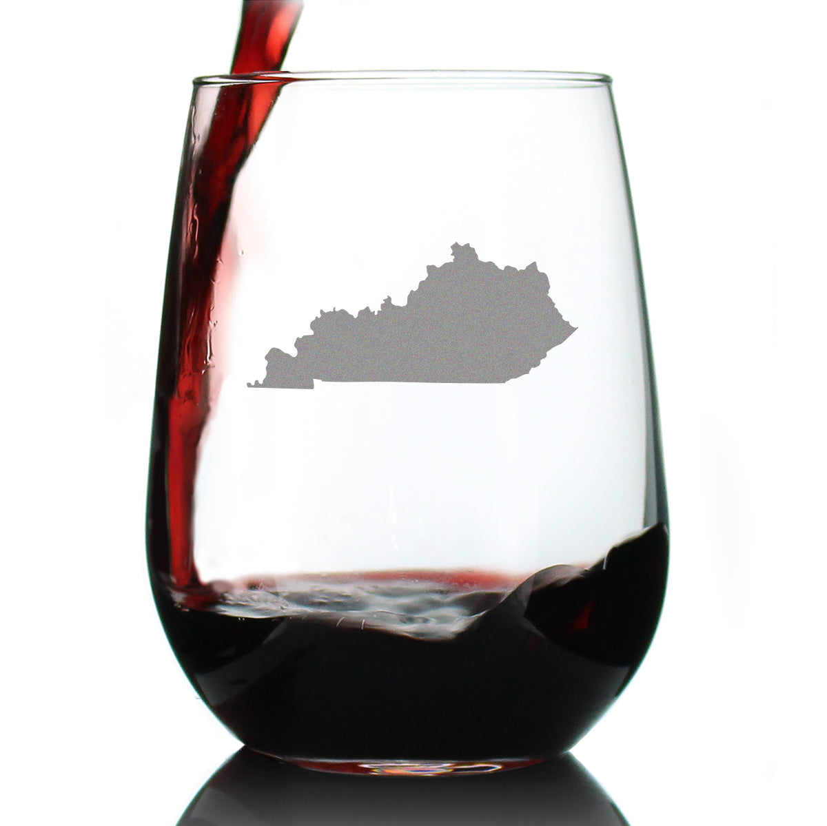 Kentucky State Outline Stemless Wine Glass - State Themed Drinking Decor and Gifts for Kentuckian Women &amp; Men - Large 17 Oz Glasses