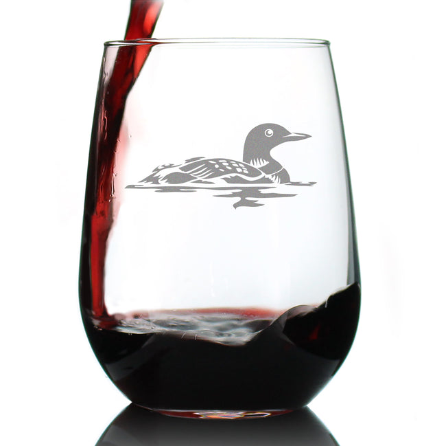 Loon Stemless Wine Glass - Fun Bird Themed Gifts and Decor for Men & Women - Large 17 Oz Glasses