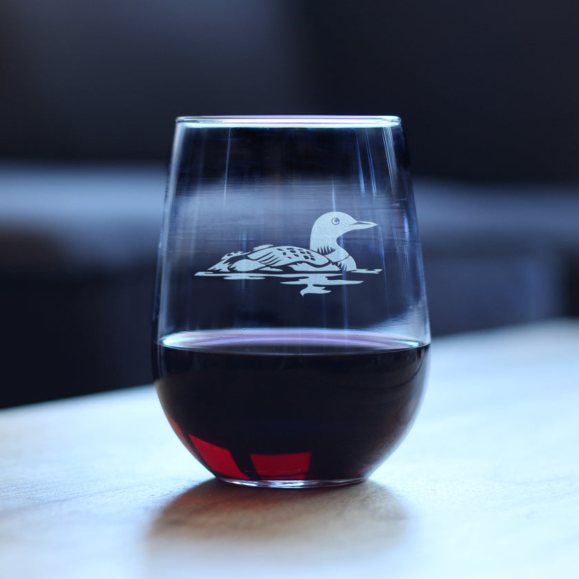 Loon Stemless Wine Glass - Fun Bird Themed Gifts and Decor for Men & Women - Large 17 Oz Glasses
