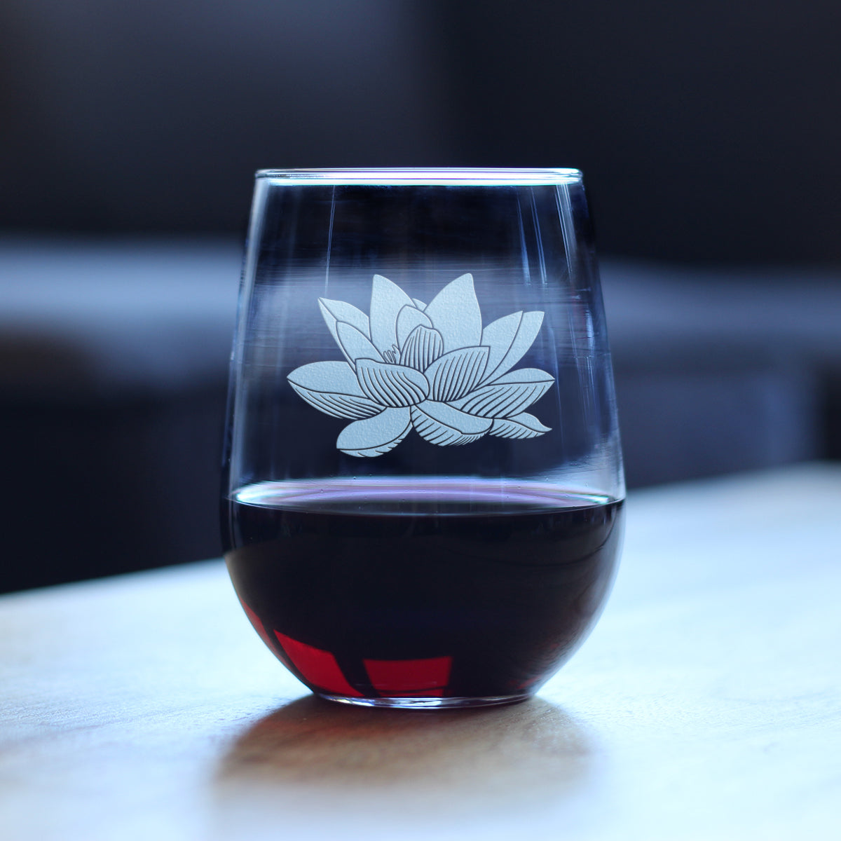 Lotus Flower - 17 Ounce Stemless Wine Glass