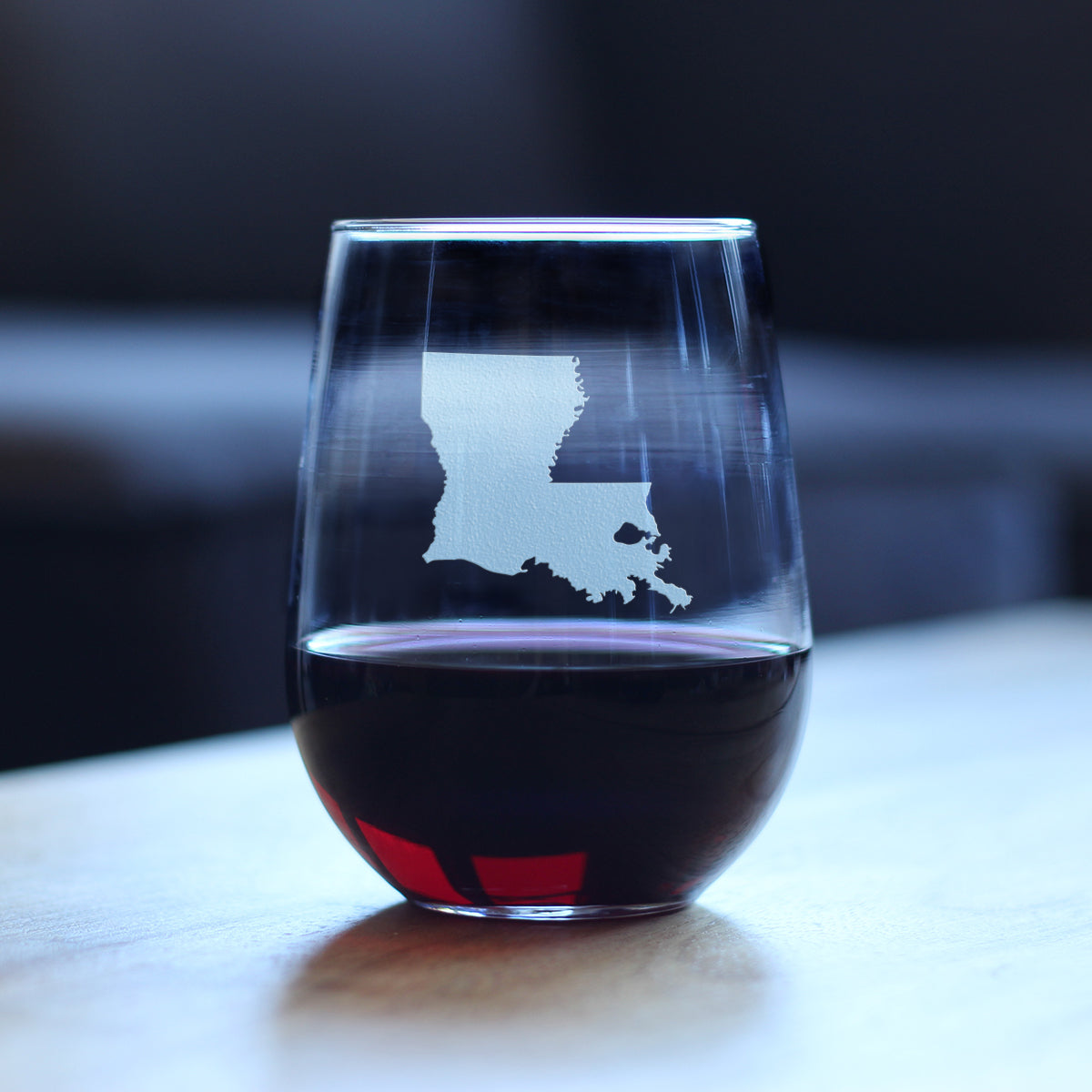 Louisiana State Outline Stemless Wine Glass - State Themed Drinking Decor and Gifts for Louisianian Women &amp; Men - Large 17 Oz Glasses