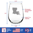 Louisiana State Outline Stemless Wine Glass - State Themed Drinking Decor and Gifts for Louisianian Women & Men - Large 17 Oz Glasses