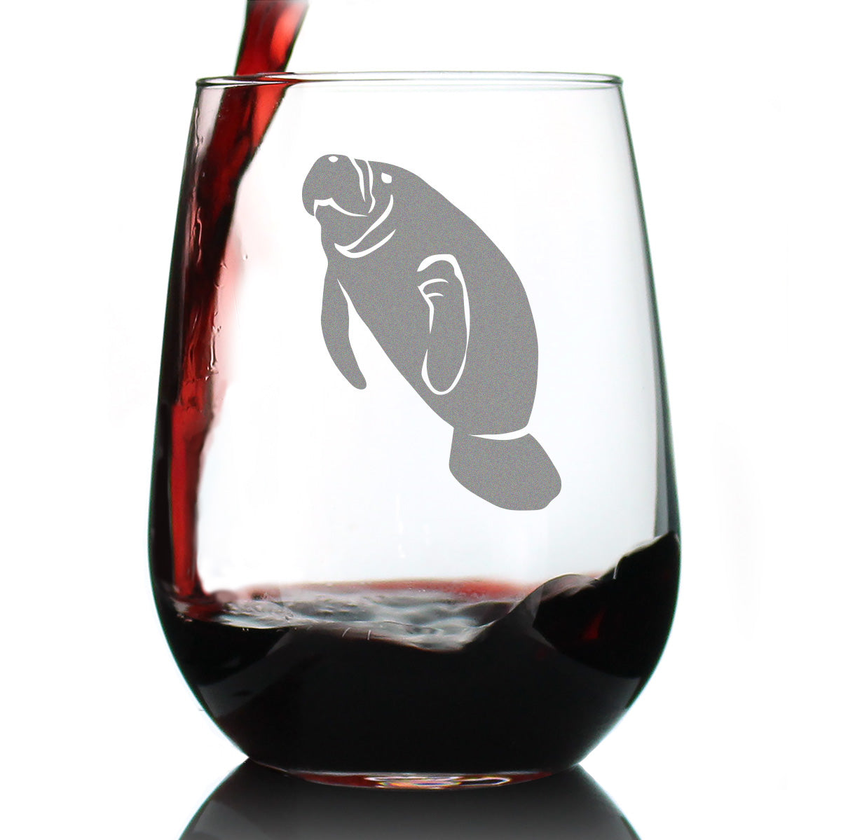 Manatee Stemless Wine Glass - Cute Funny Ocean Animals Themed Decor and Gifts for Sea Creature Lovers - Large 17 Oz