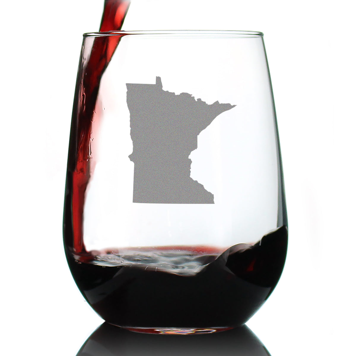 Minnesota State Outline Stemless Wine Glass - State Themed Drinking Decor and Gifts for Minnesotan Women &amp; Men - Large 17 Oz Glasses