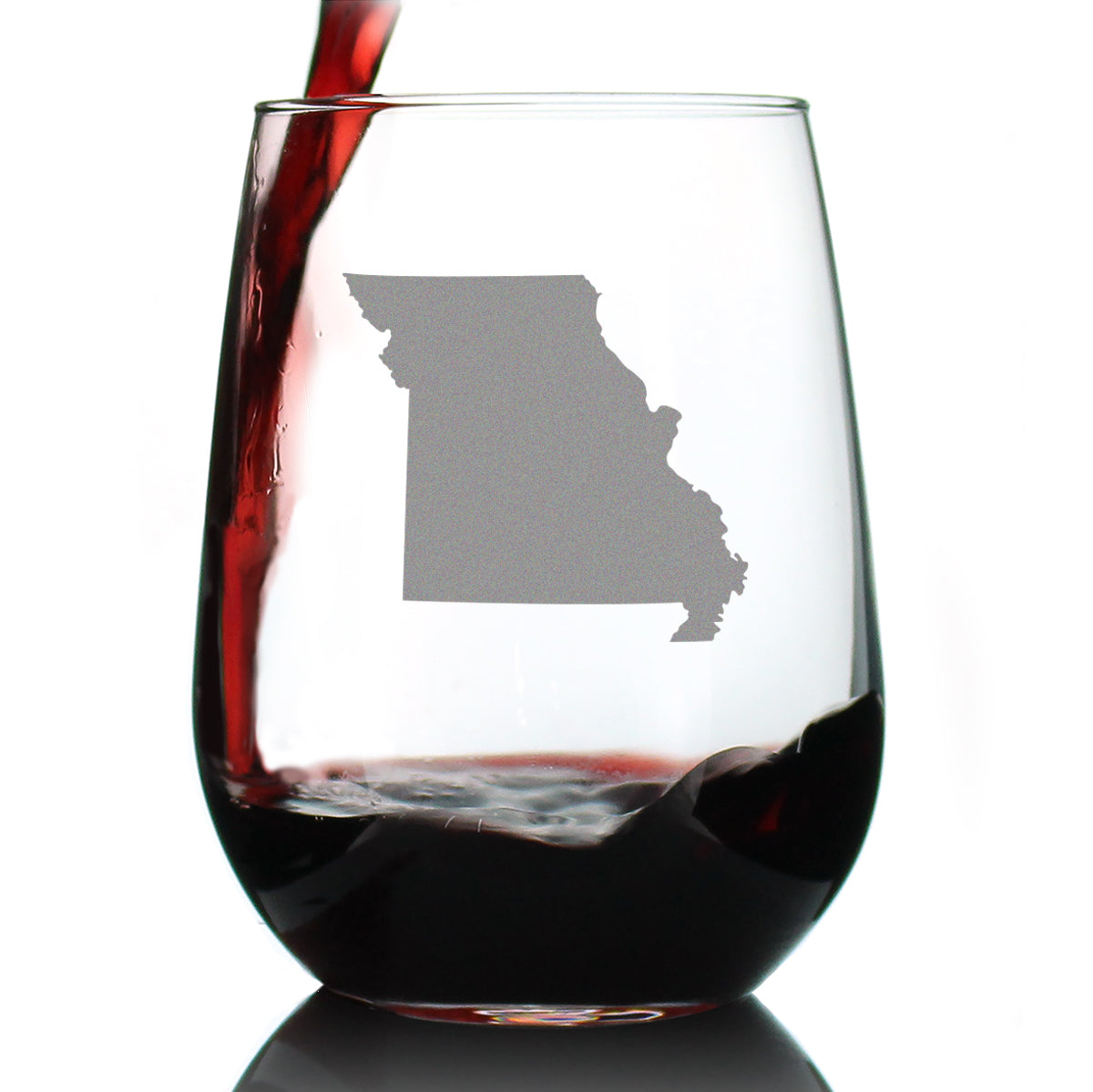Missouri State Outline Stemless Wine Glass - State Themed Drinking Decor and Gifts for Missourian Women &amp; Men - Large 17 Oz Glasses