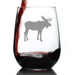 Moose Stemless Wine Glass - Cabin Themed Gifts or Rustic Decor for Women and Men - Engraved Silhouette - Large
