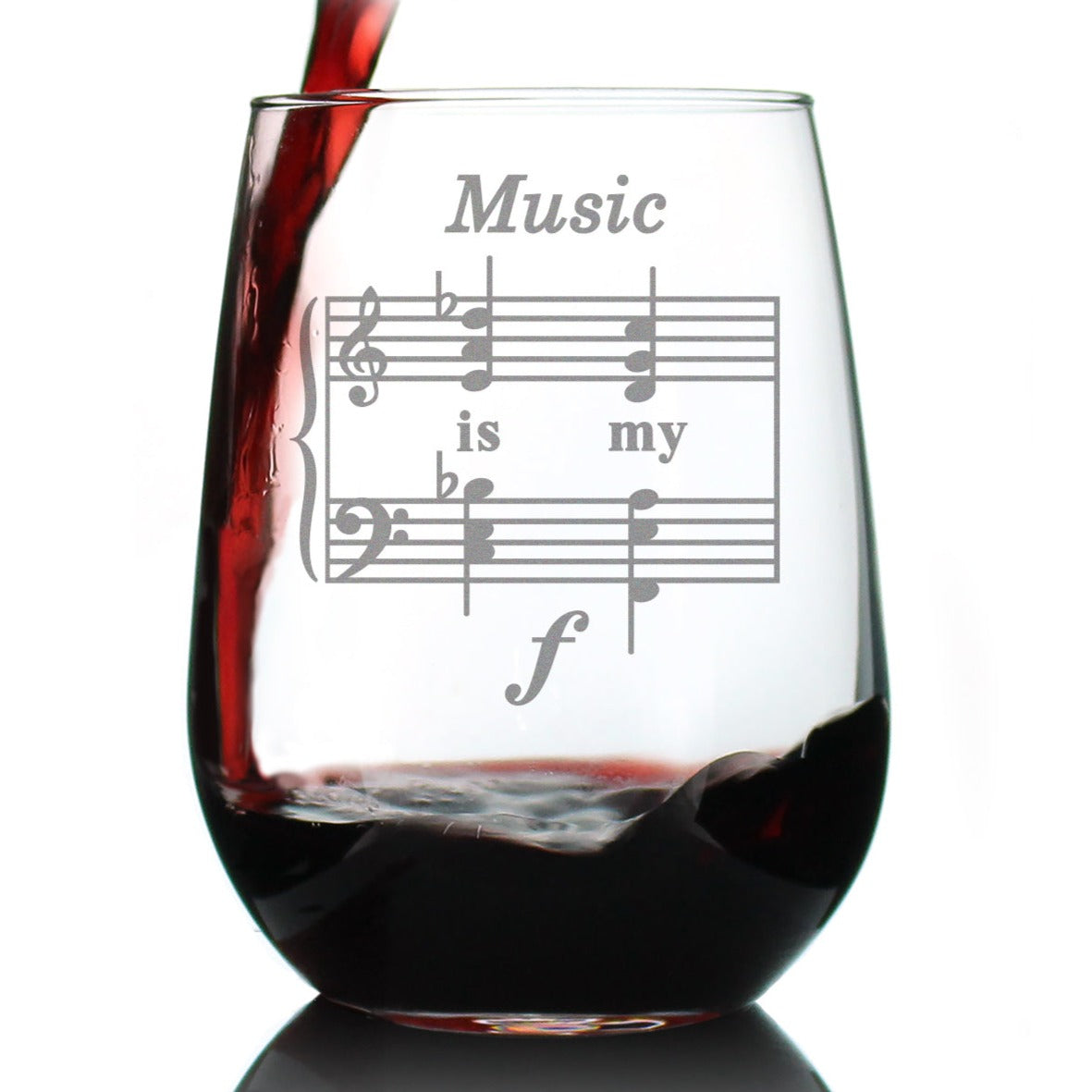 Music Is My Forte - Stemless Wine Glass - Funny Musician Gifts and Musical Accessories - Large 17 Oz Glasses