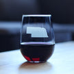 Nebraska State Outline Stemless Wine Glass - State Themed Drinking Decor and Gifts for Nebraskan Women & Men - Large 17 Oz Glasses