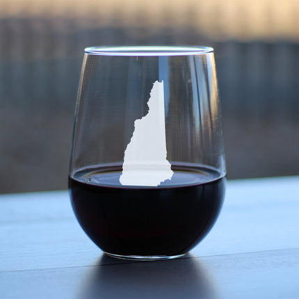 New Hampshire State Outline Stemless Wine Glass - State Themed Drinking Decor and Gifts for New Hampshirite Women & Men - Large 17 Oz Glasses
