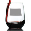 North Dakota State Outline Stemless Wine Glass - State Themed Drinking Decor and Gifts for North Dakotan Women & Men - Large 17 Oz Glasses