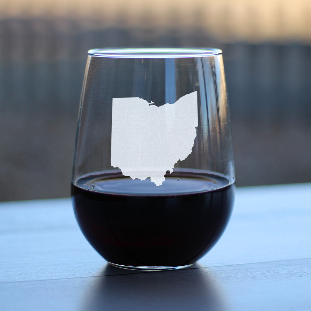 Ohio State Outline Stemless Wine Glass - State Themed Drinking Decor and Gifts for Ohioan Women &amp; Men - Large 17 Oz Glasses