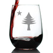 Old Maine Flag Stemless Wine Glass - Original 1901 State of Maine Flag Gifts for Women & Men Mainers - Large Engraved 17 Oz Glasses
