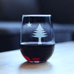 Old Maine Flag Stemless Wine Glass - Original 1901 State of Maine Flag Gifts for Women & Men Mainers - Large Engraved 17 Oz Glasses