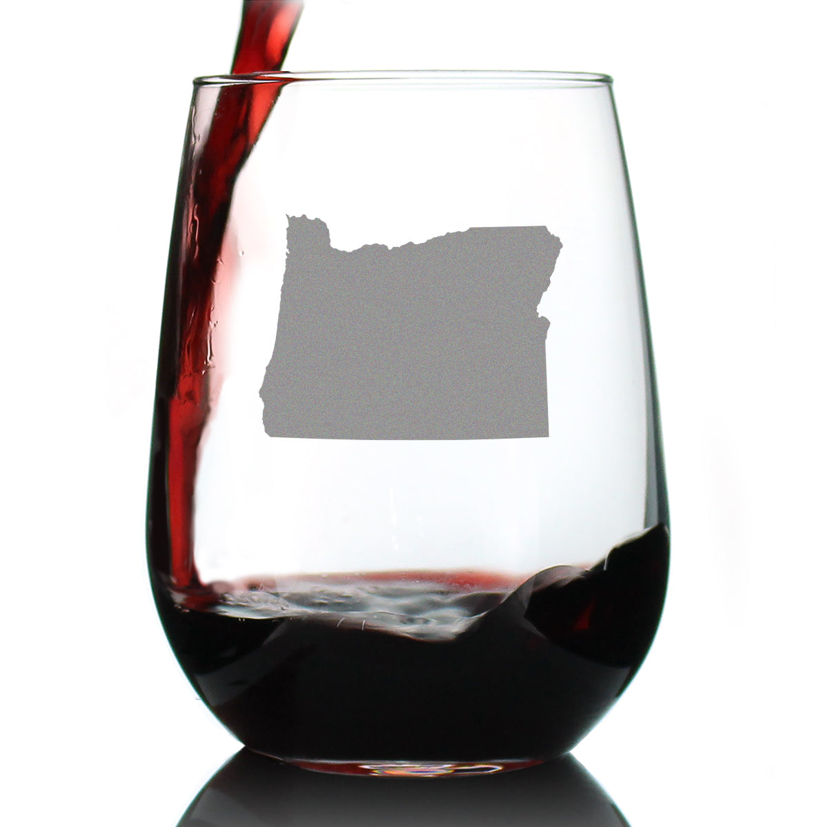 Oregon State Outline Stemless Wine Glass - State Themed Drinking Decor and Gifts for Oregonian Women &amp; Men - Large 17 Oz Glasses