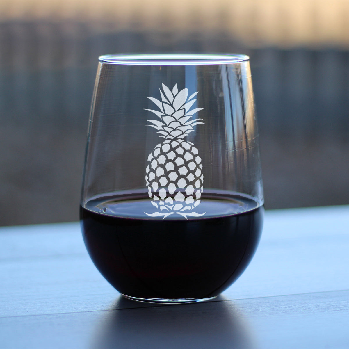 Pineapple Stemless Wine Glass - Cute Tropical Themed Decor and Gifts - Large 17 Oz Glasses