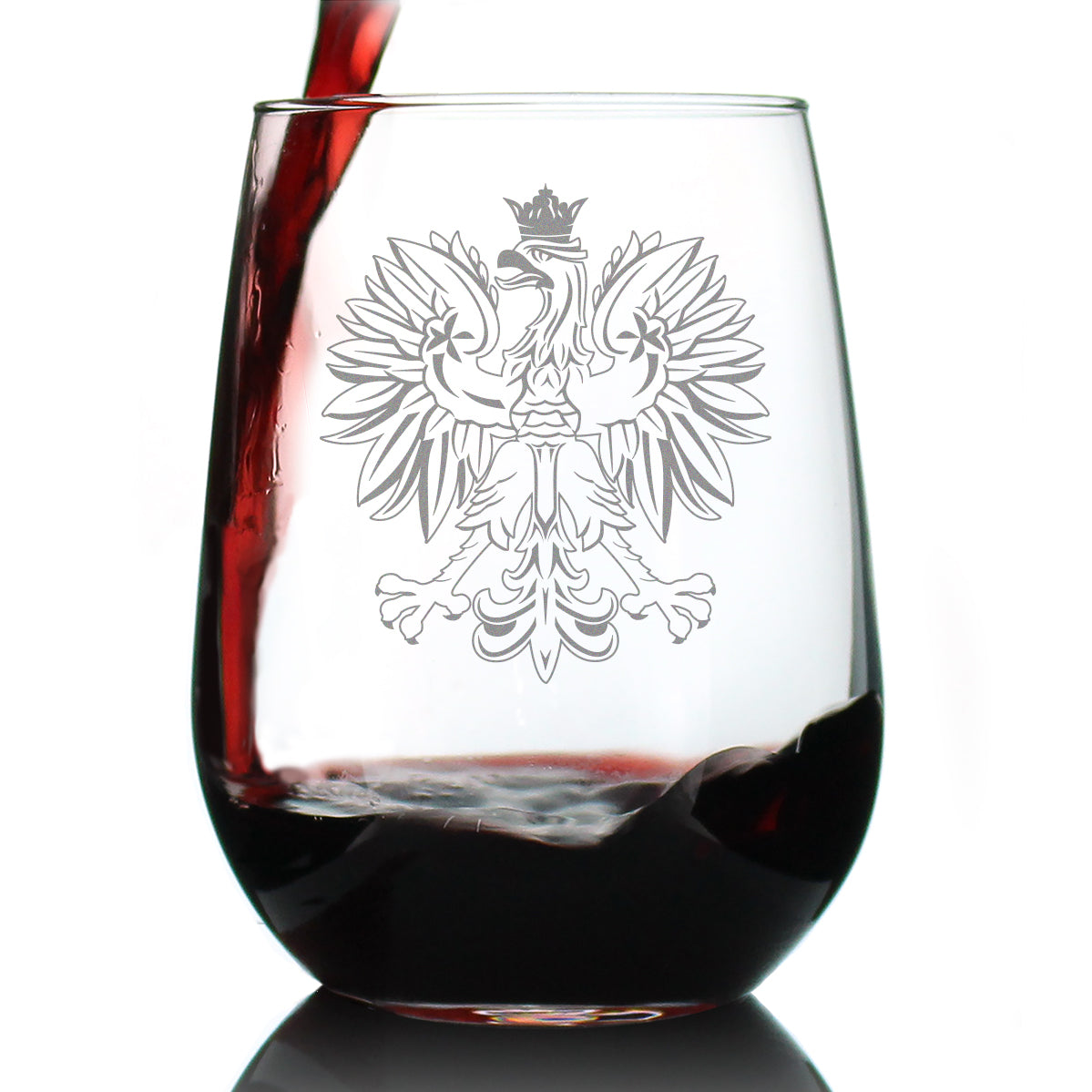 Polish Eagle - Engraved Stemless Wine Glass, Party Cup for Poles, Unique Poland Gifts