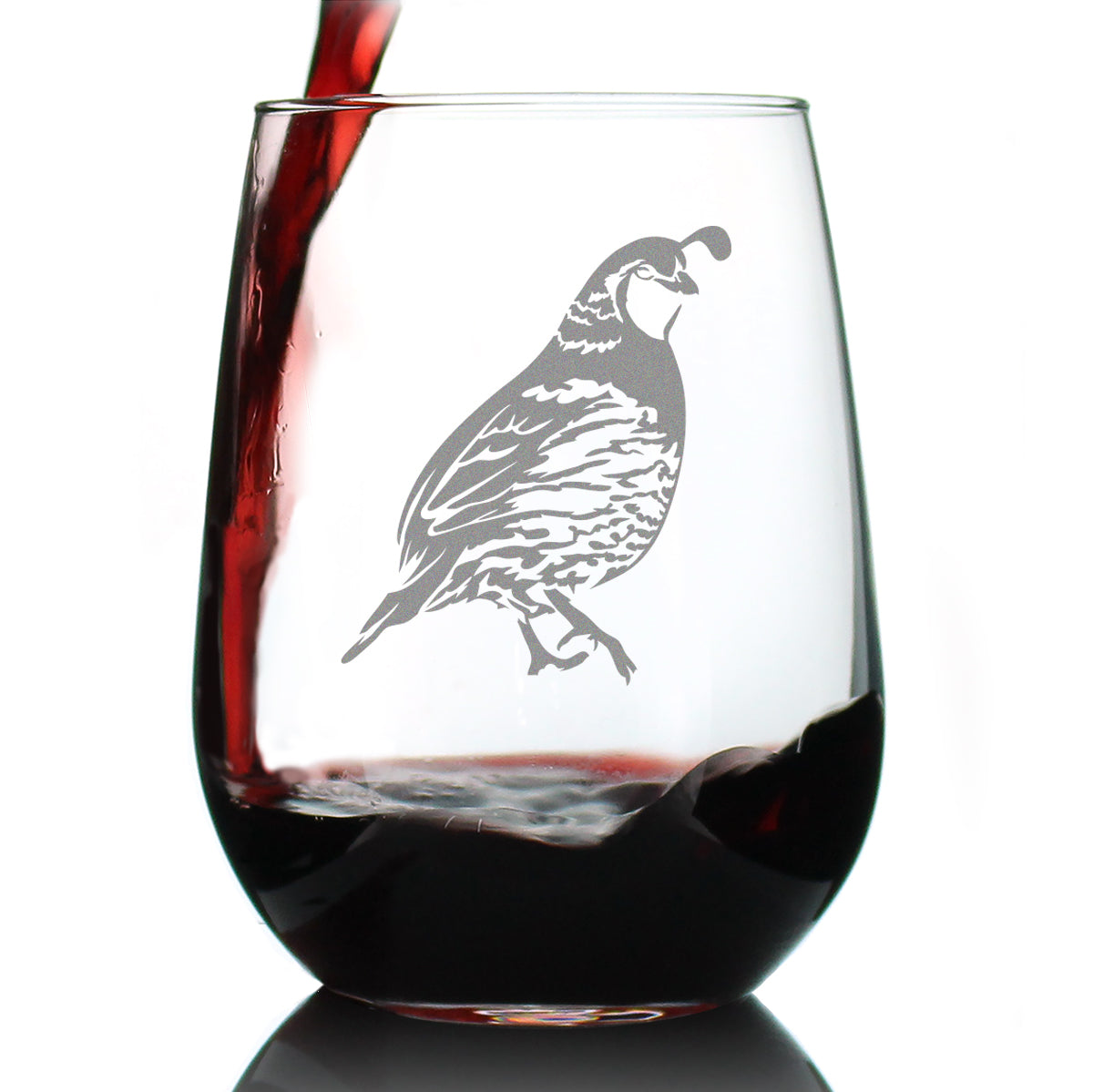Quail Stemless Wine Glass - Fun Bird Themed Gifts and Decor for Men & Women - Large 17 Oz Glasses